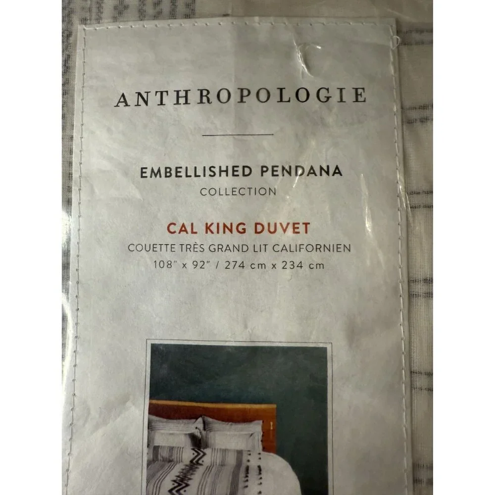 Anthropologie Embelished Pendana California King Duvet Black White NWT $298
